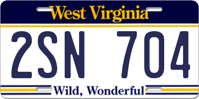 WV license plate 2SN704