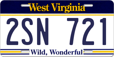 WV license plate 2SN721