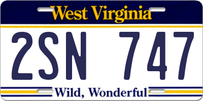 WV license plate 2SN747
