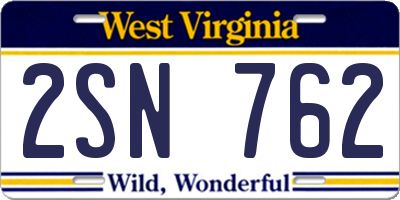 WV license plate 2SN762