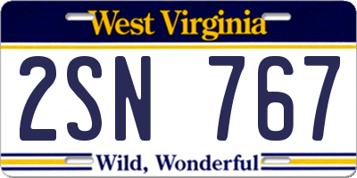 WV license plate 2SN767
