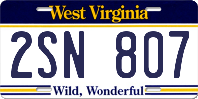 WV license plate 2SN807