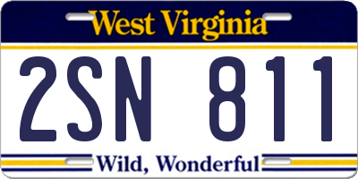 WV license plate 2SN811