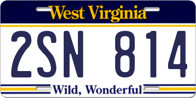 WV license plate 2SN814
