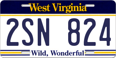 WV license plate 2SN824