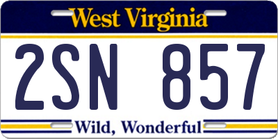 WV license plate 2SN857