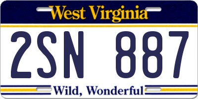 WV license plate 2SN887