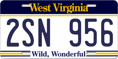 WV license plate 2SN956
