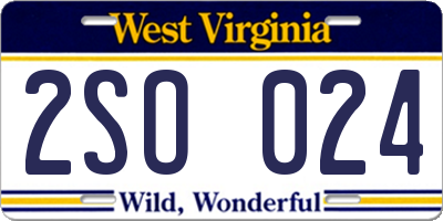 WV license plate 2SO024