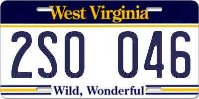 WV license plate 2SO046
