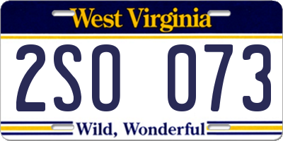 WV license plate 2SO073