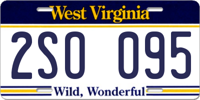 WV license plate 2SO095