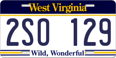 WV license plate 2SO129