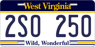WV license plate 2SO250