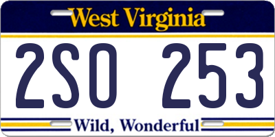 WV license plate 2SO253