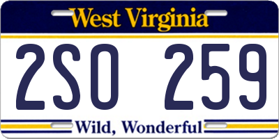 WV license plate 2SO259