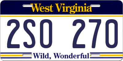 WV license plate 2SO270