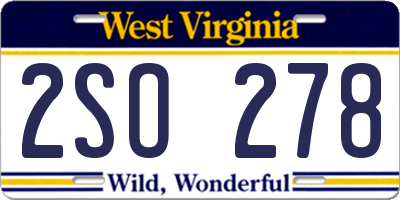 WV license plate 2SO278