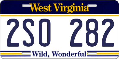 WV license plate 2SO282