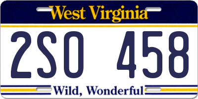 WV license plate 2SO458