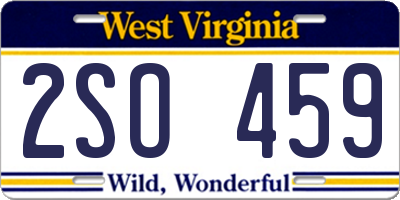 WV license plate 2SO459