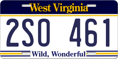 WV license plate 2SO461