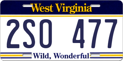 WV license plate 2SO477