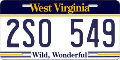WV license plate 2SO549
