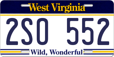WV license plate 2SO552