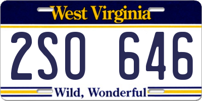 WV license plate 2SO646