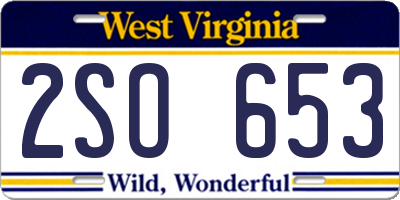 WV license plate 2SO653