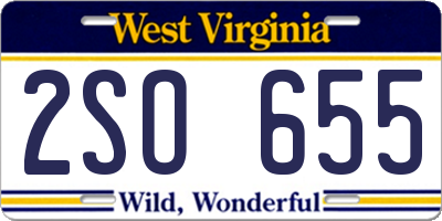 WV license plate 2SO655