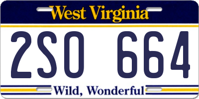 WV license plate 2SO664