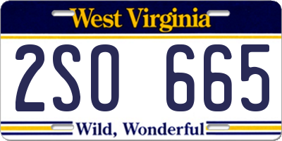 WV license plate 2SO665