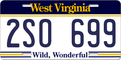 WV license plate 2SO699