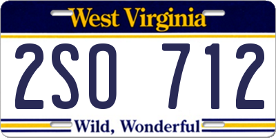 WV license plate 2SO712