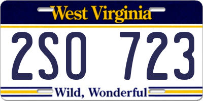 WV license plate 2SO723