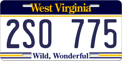 WV license plate 2SO775