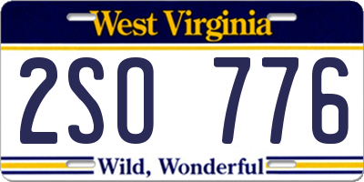 WV license plate 2SO776