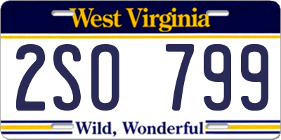 WV license plate 2SO799