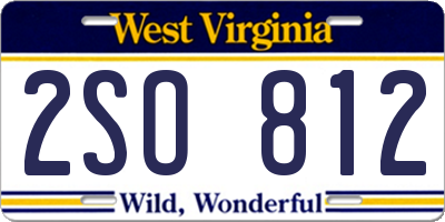 WV license plate 2SO812