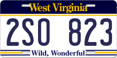 WV license plate 2SO823