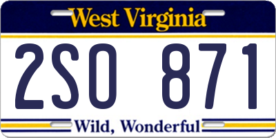 WV license plate 2SO871