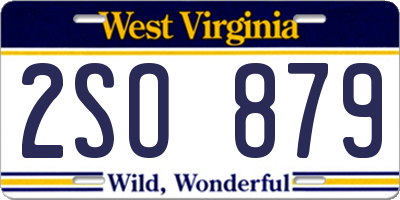 WV license plate 2SO879