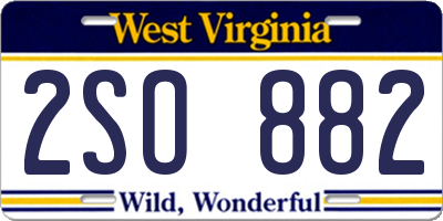 WV license plate 2SO882