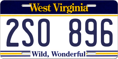 WV license plate 2SO896