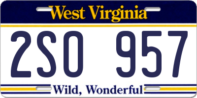 WV license plate 2SO957