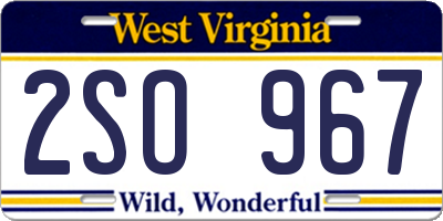 WV license plate 2SO967