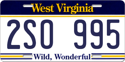 WV license plate 2SO995