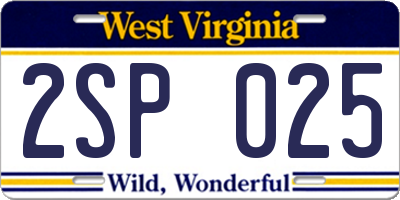 WV license plate 2SP025
